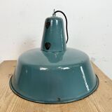 Large Industrial Petrol Enamel Factory Pendant Lamp, 1960s