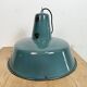 Large Industrial Petrol Enamel Factory Pendant Lamp, 1960s