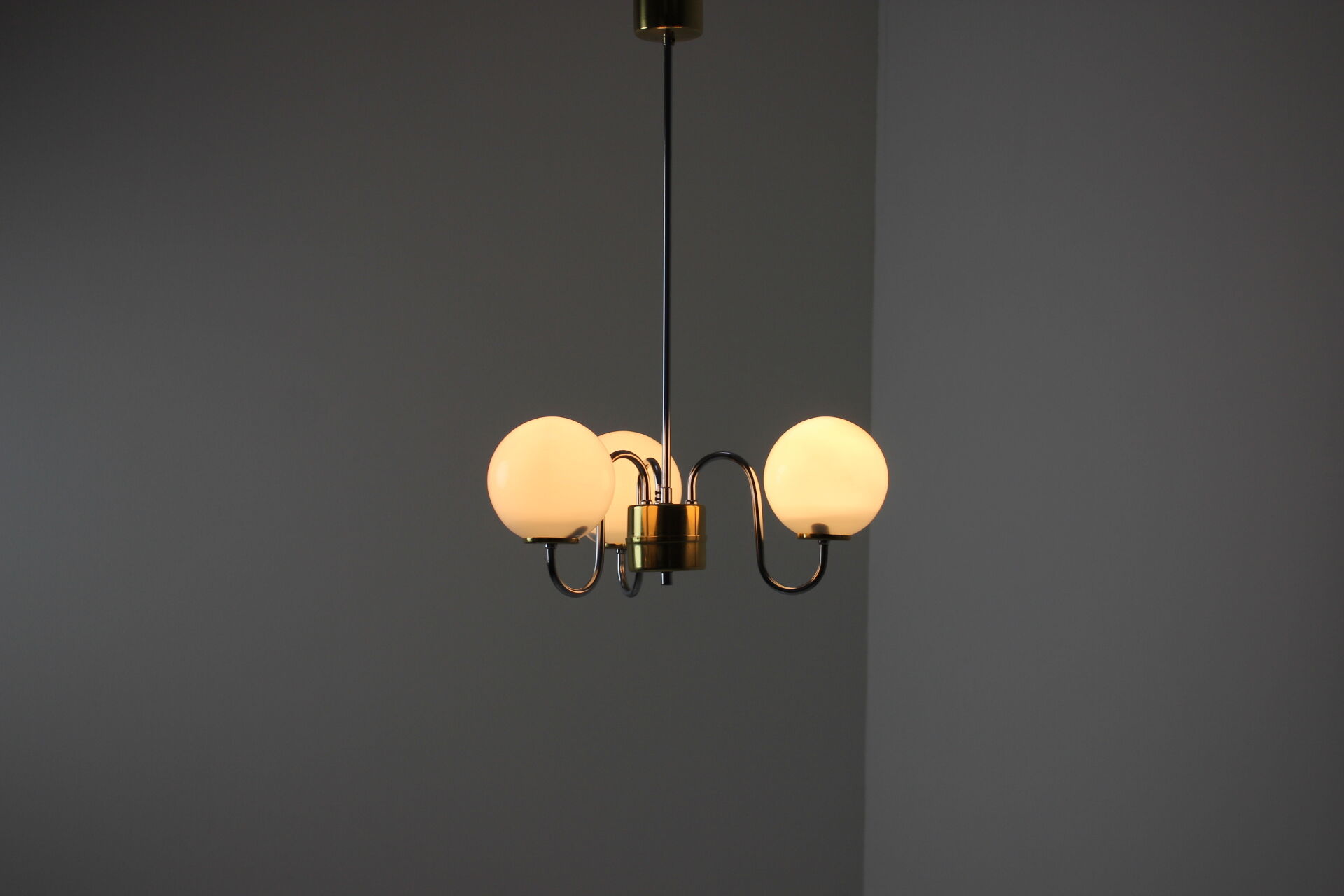 Mid-century glass chandelier Lidokov, 1960's