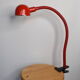 Red articulated clip-on desk lamp vintage