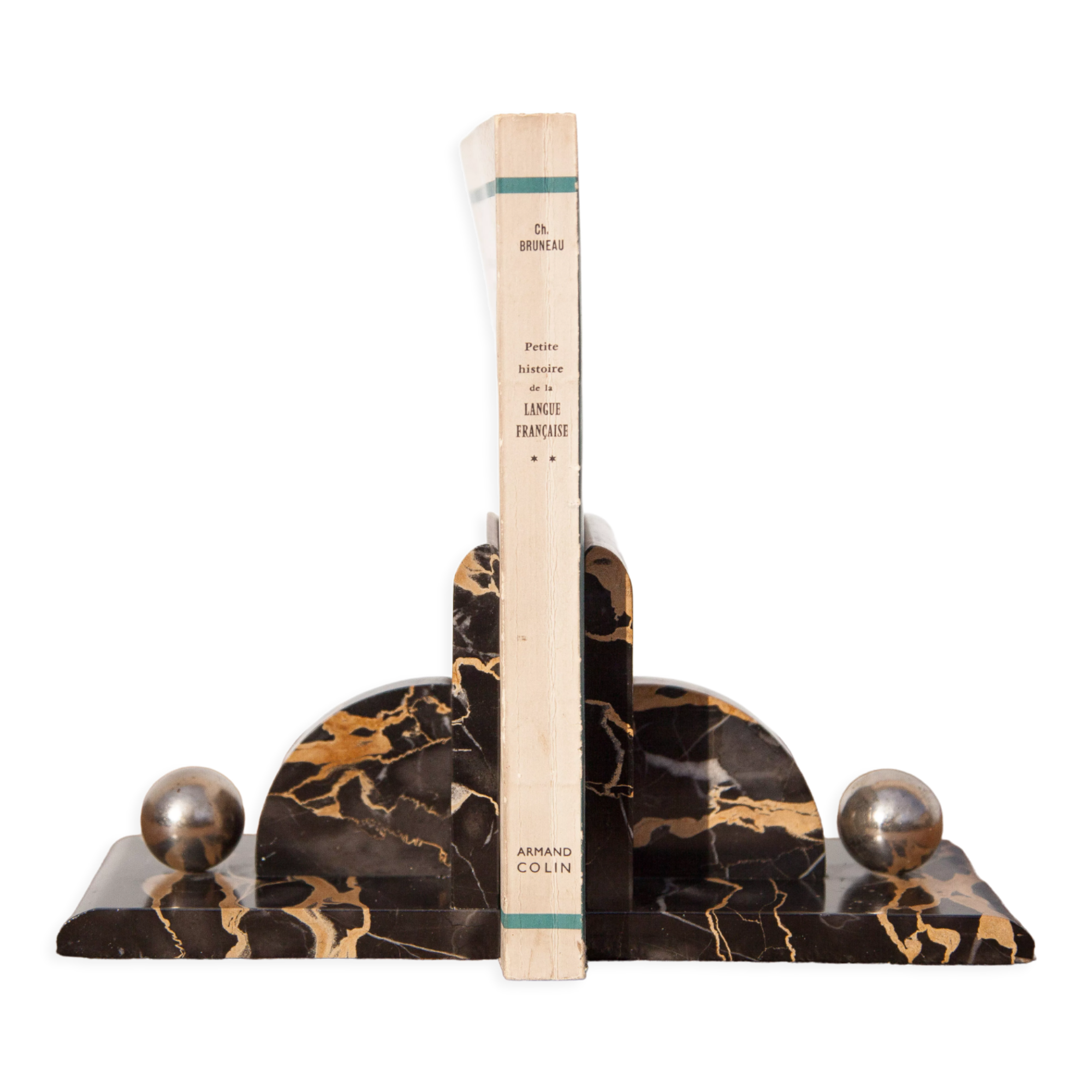 Art deco port marble bookend, art deco book endholder, paperweight, bookcase, office