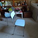 3 chaises formica bleu clair