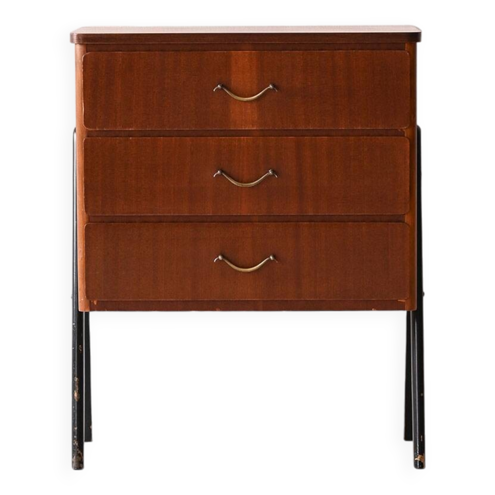 Teak bedside table with black details