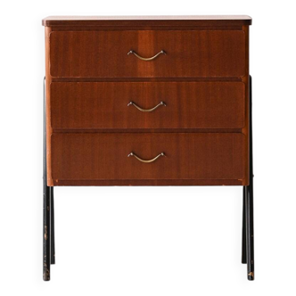 Teak bedside table with black details