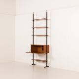 Italian vintage floor to celling wall unit with a bureau or a bar cabinet