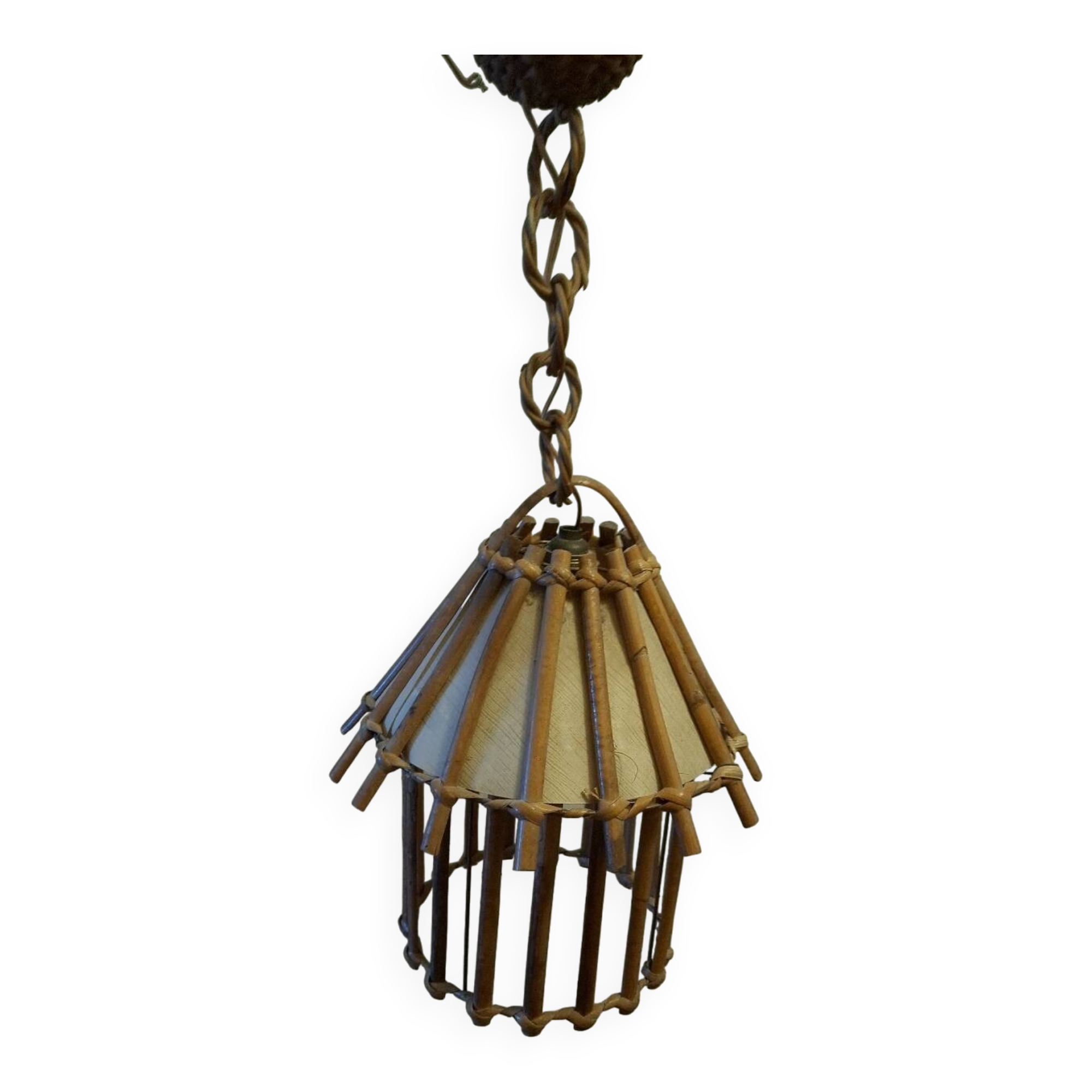 Vintage 60s rattan pendant light
