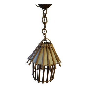 Suspension en rotin vintage 60'S