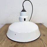 Industrial White Enamel Factory Pendant Lamp from Abolite, 1960s