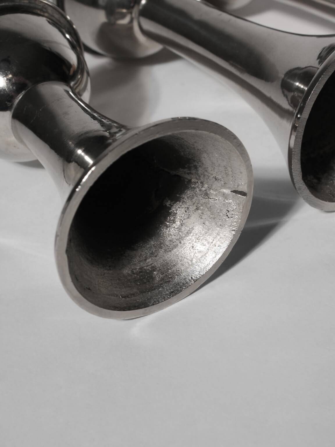Bougeoirs en aluminium argenté du milieu du siècle, ensemble de 3, Allemagne