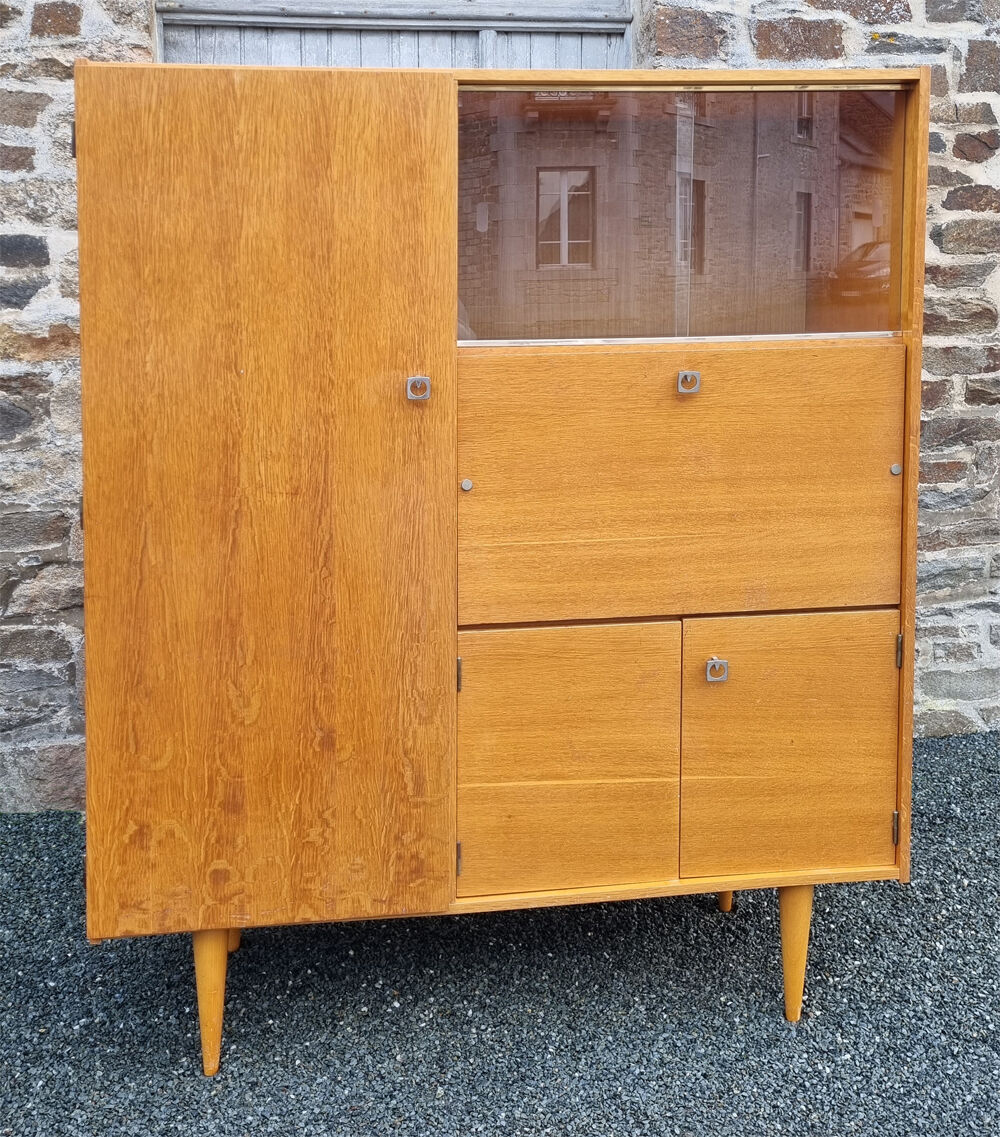 Secretary wardrobe, bookcase, closet, wardrobe, 60s, vintage