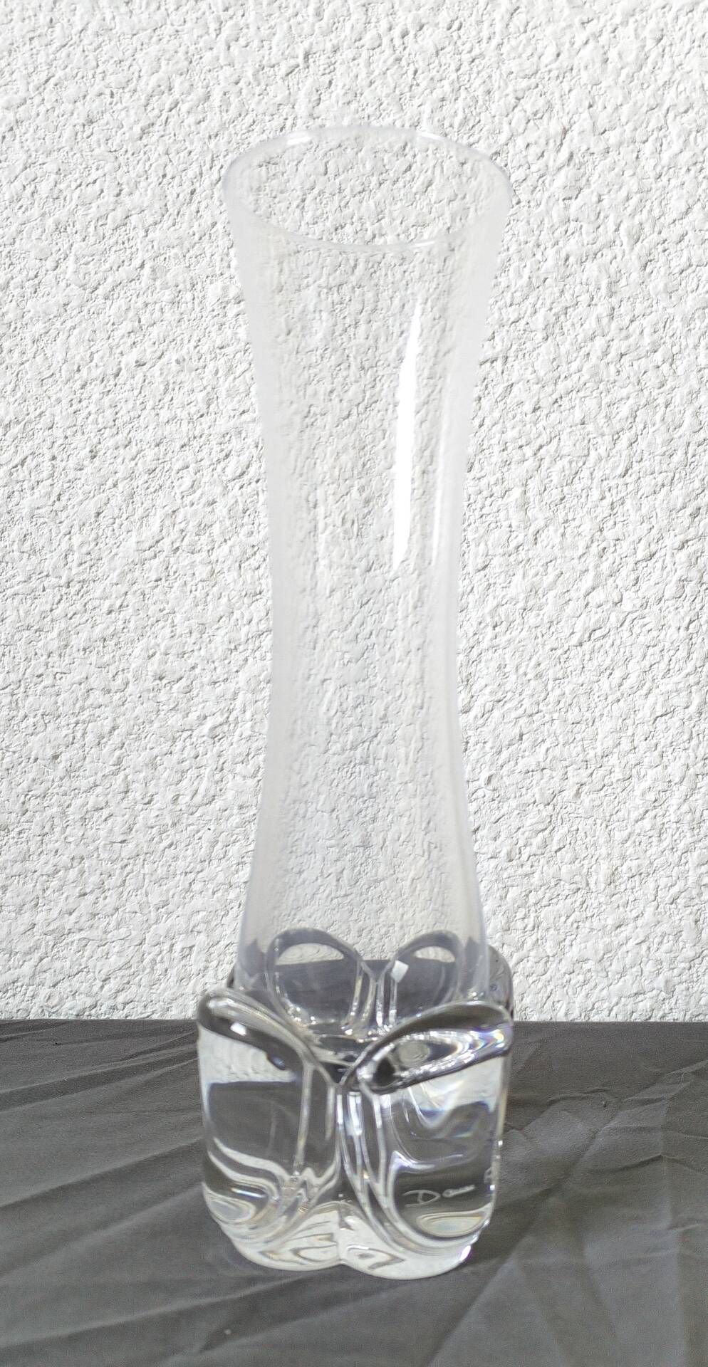 Vintage trumpet vase in crystal signed Daum France 21cm