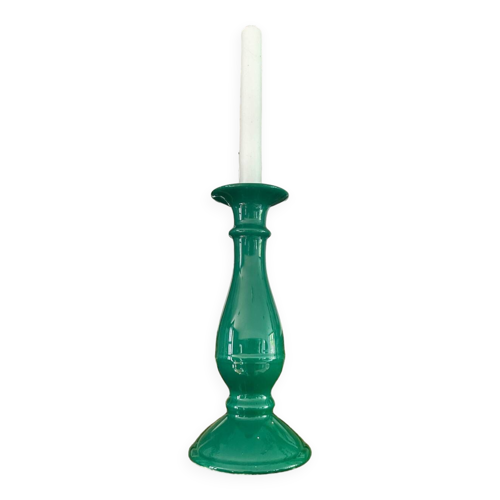 Vintage green ceramic candlestick