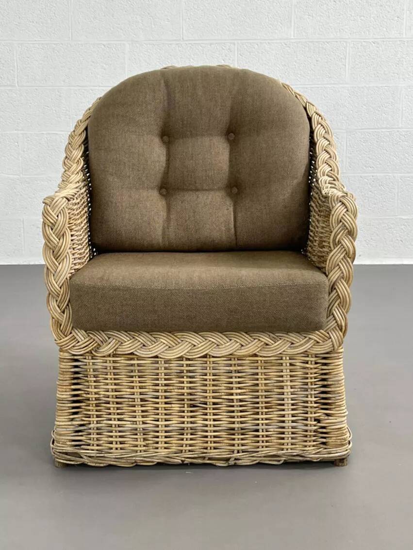 Fauteuil cabriolet en rotin et osier