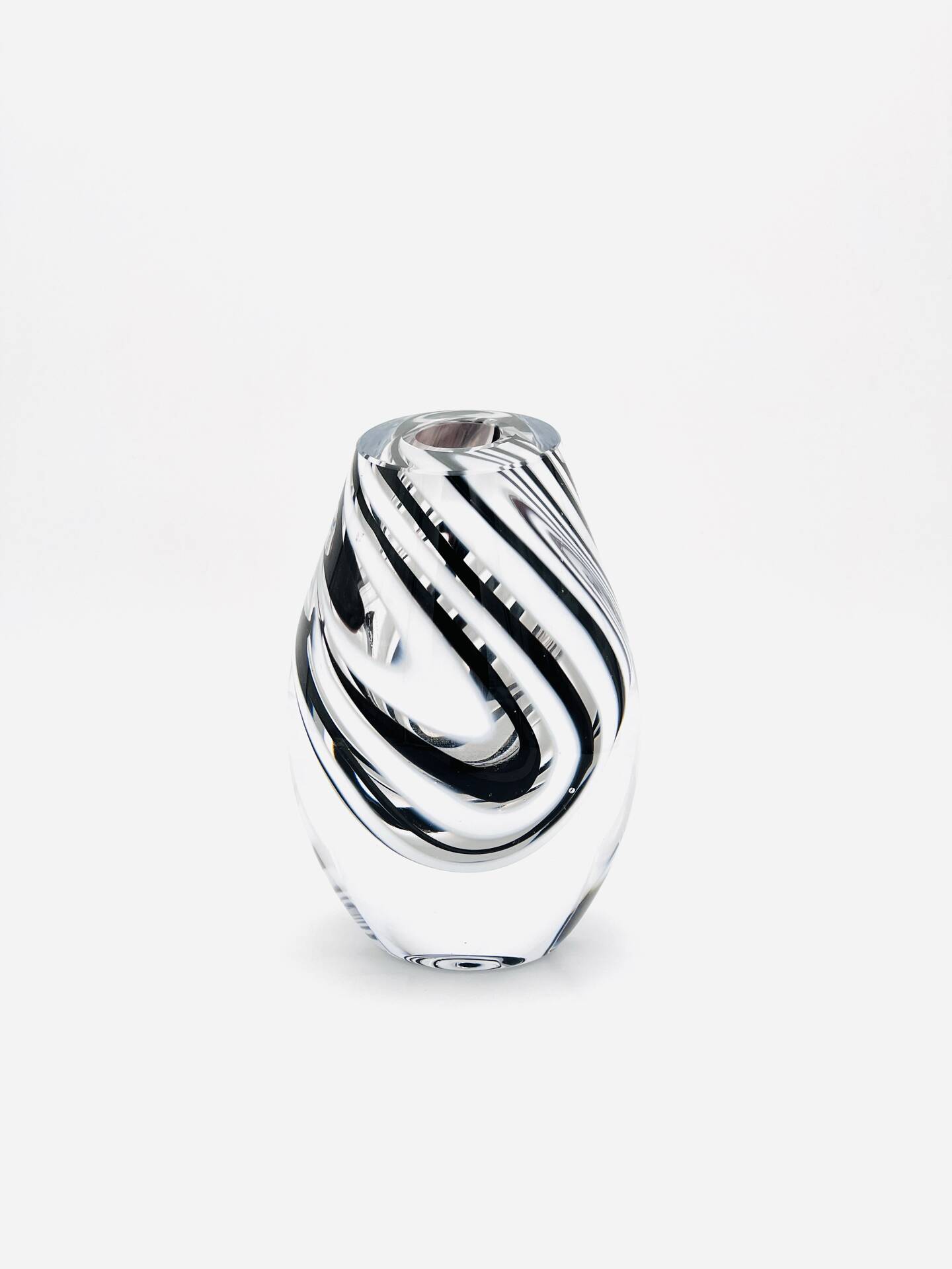 Murano Vase - Sommerso with Stripes - Black & White - 1990