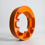 Space Age Orange Wall Mirror with Built-in Shelves 1970s