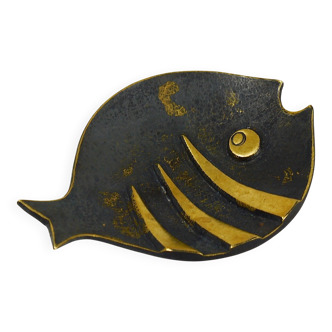 Brass fish ashtray by Walter Bosse, mid-century Herta Baller, Austria, 1950s.
