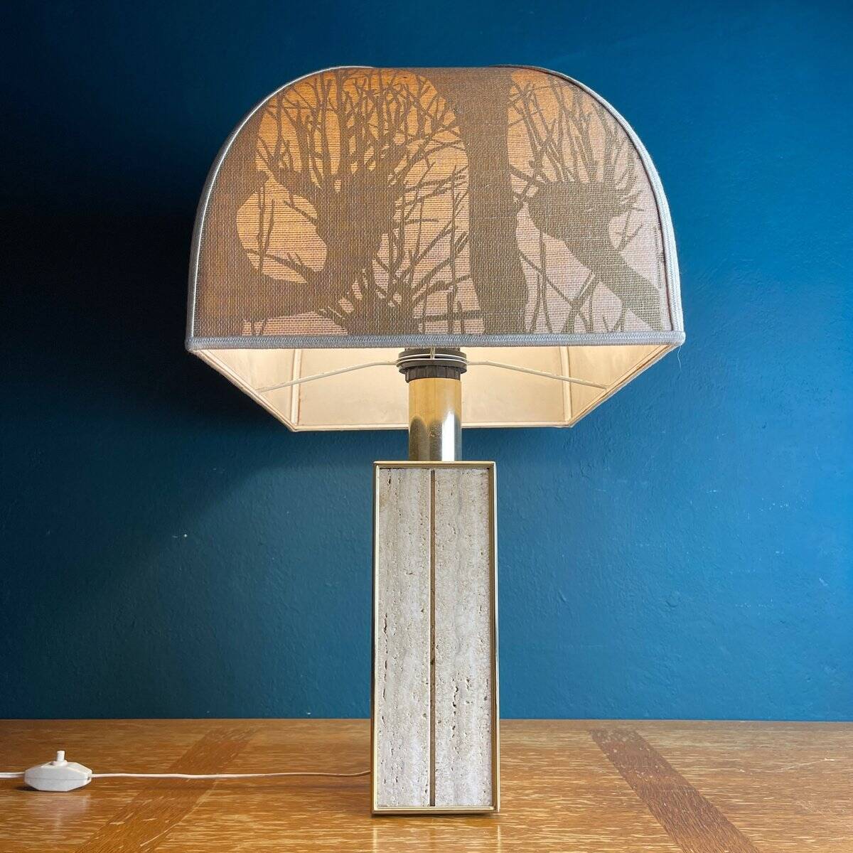 Travertine marble table lamp, Italy, 1970s