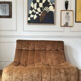 2-seater armchair in fawn velvet, Steiner edition 1970