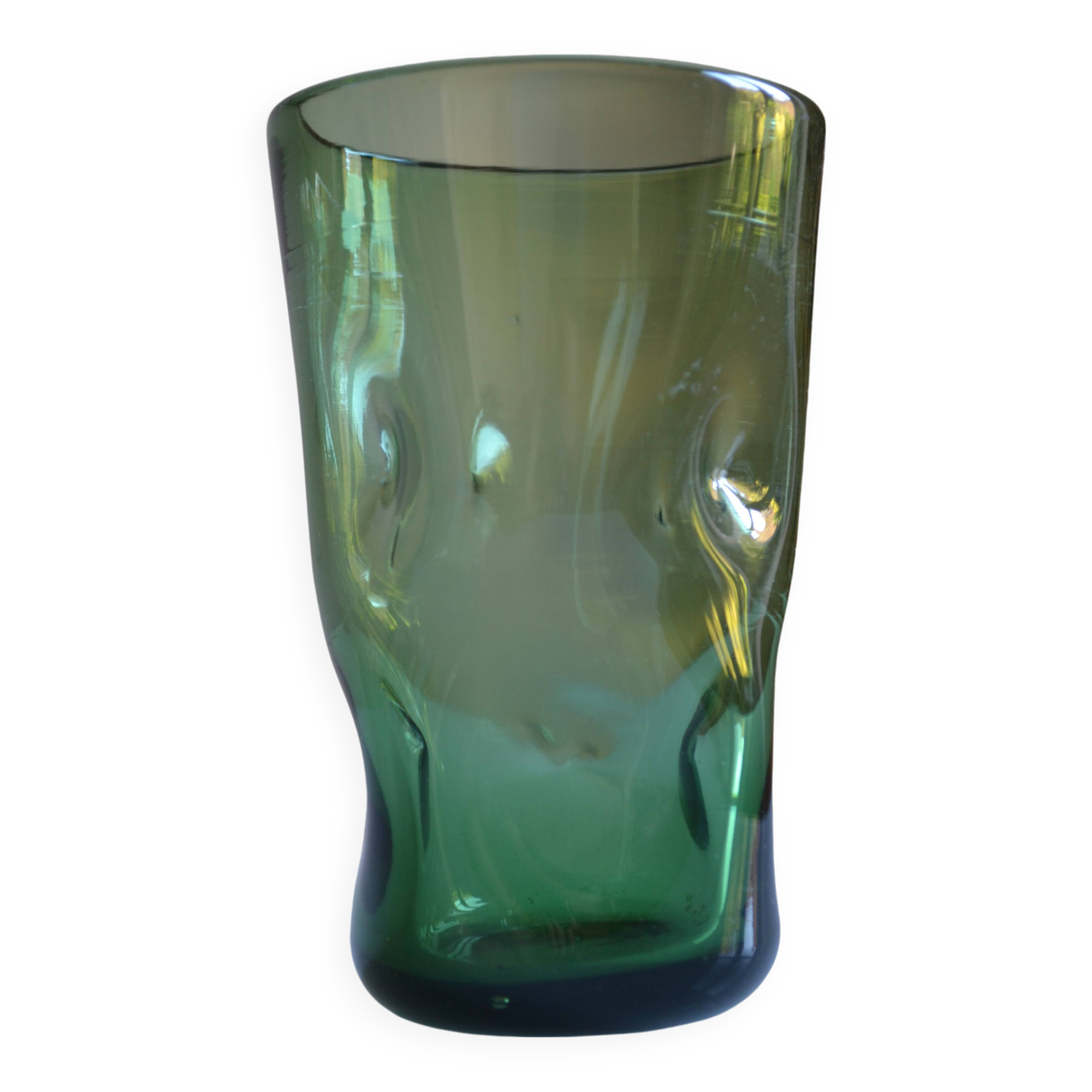 green glass vase Murano or Empoli Italy 1960