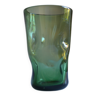 vase en verre vert Murano ou Empoli Italie 1960