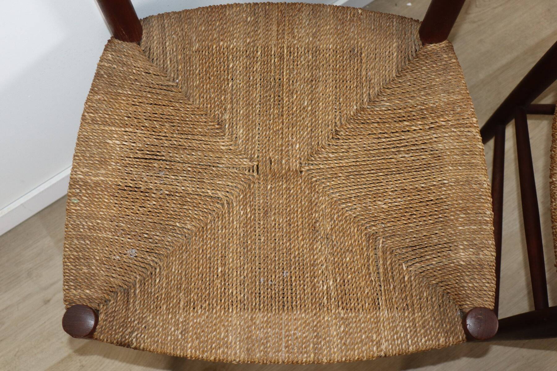 Set of 4 Scandinavian chairs by Peter Hvidt – teak & cord – 1960s