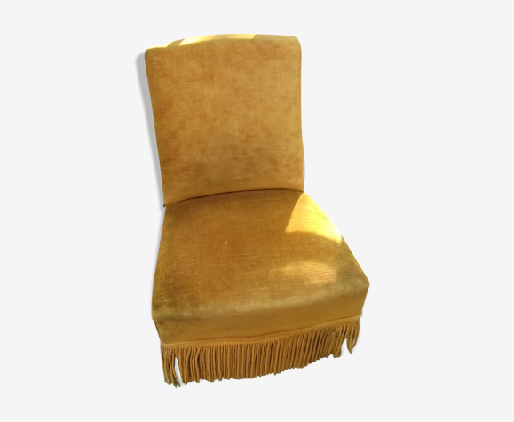 Fauteuil crapaud en velours moutarde