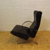 Tecno P40 chaise longue  , cuir noir