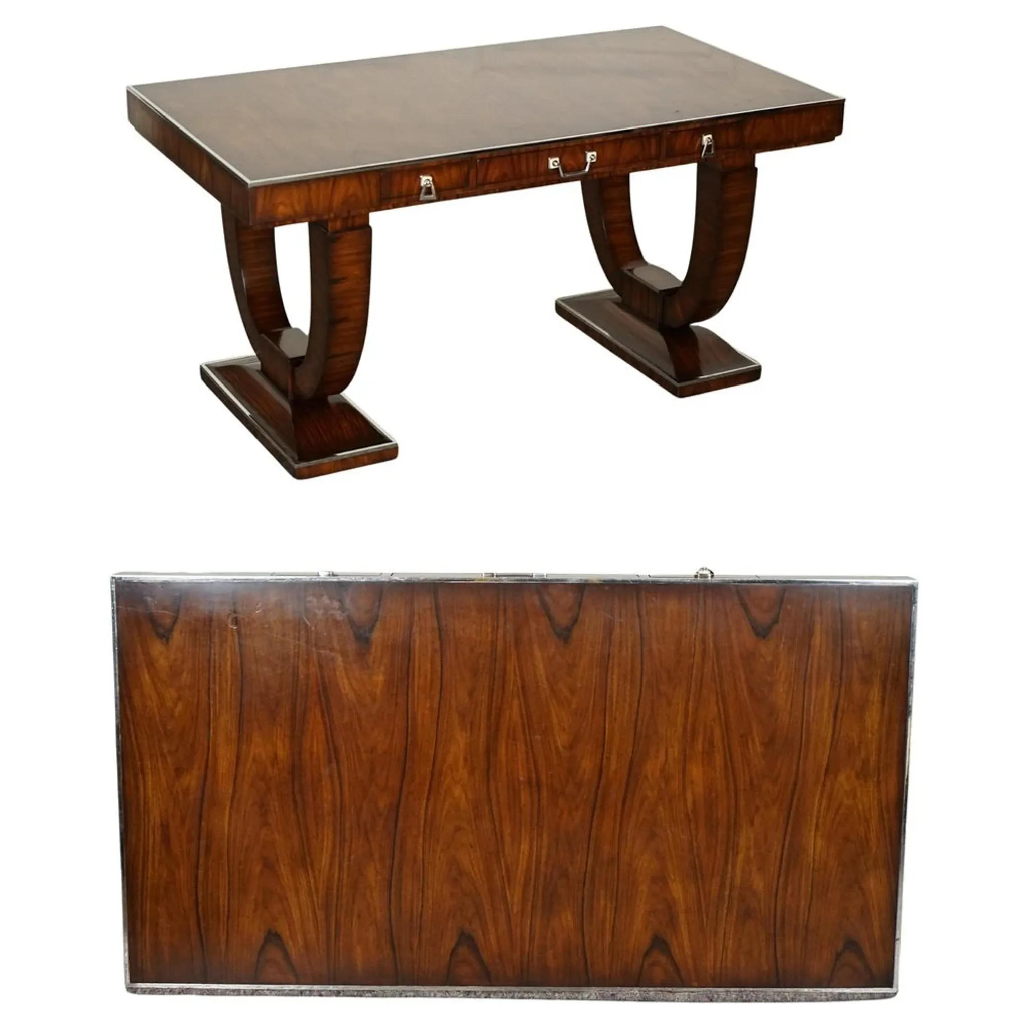 Double-Faced Drawer Desk Art Deco by Theodore Alexander