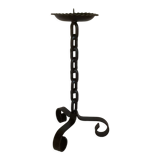 Brutalist wrought iron tripod chain candle holder
