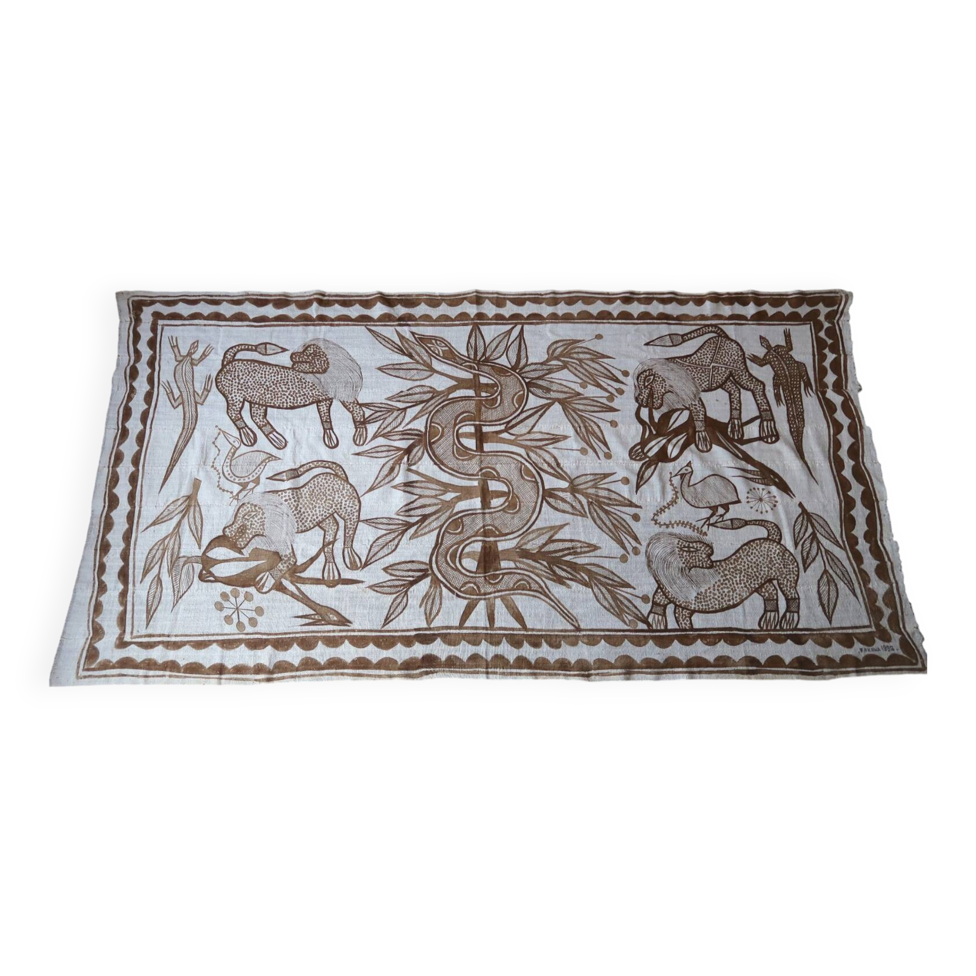 Painted wall textile from Fakaha, Ivory Coast, 1980s