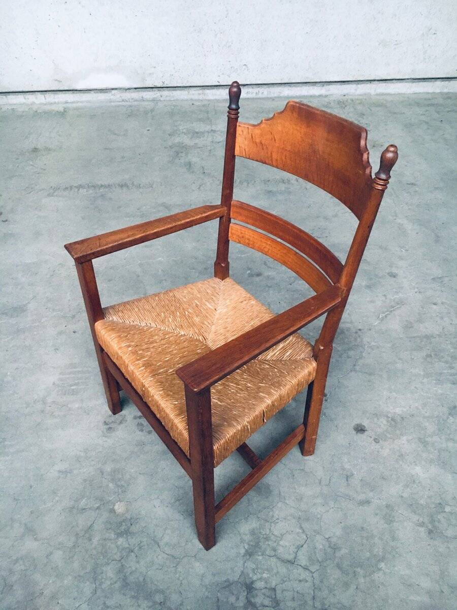 Large Italian Alps Rustic Carved Armchair, 1930s