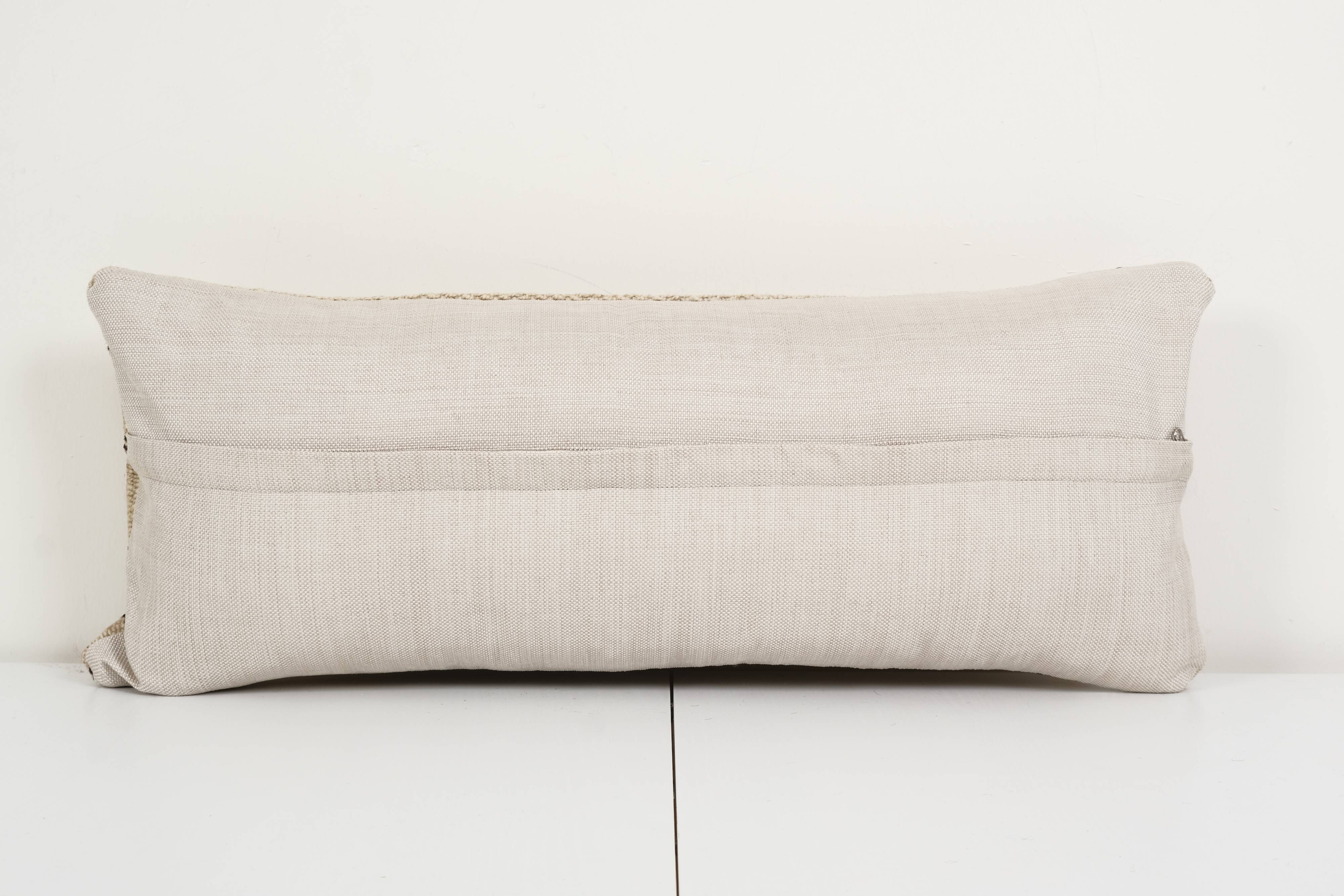 10" x 26" vintage extra long turkish hemp kilim pillow cover, bench anatolian cushion cover