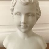 Ancient statuette bust in biscuit