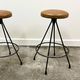 Pair of Industrial Vintage Metal Frame Bar Stools, France 1970s.
