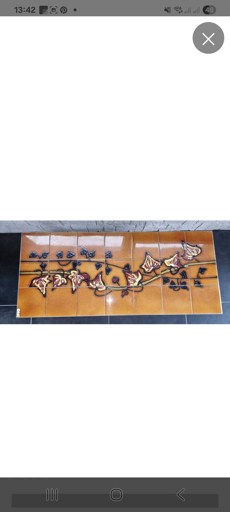 Coffee table with ceramic tiles signed ADRI from the 1970s.