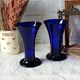 Pair of cobalt blue vases in blown glass, handmade.