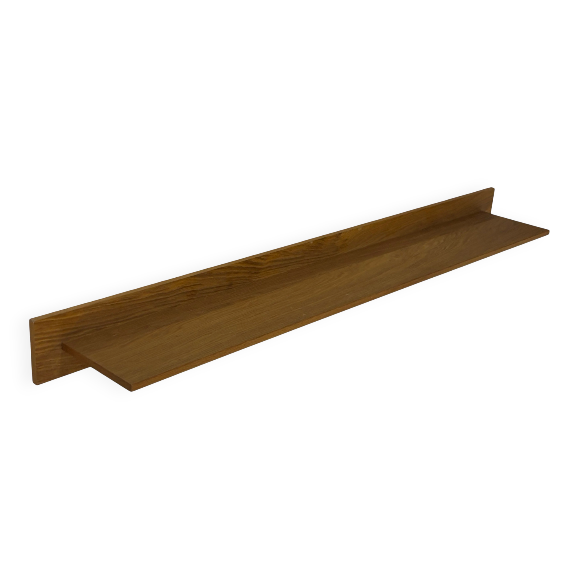 Vintage oak wall rack book shelf wood minimalist 80's design.