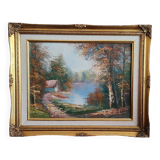 Canvas Painting House by the Lake