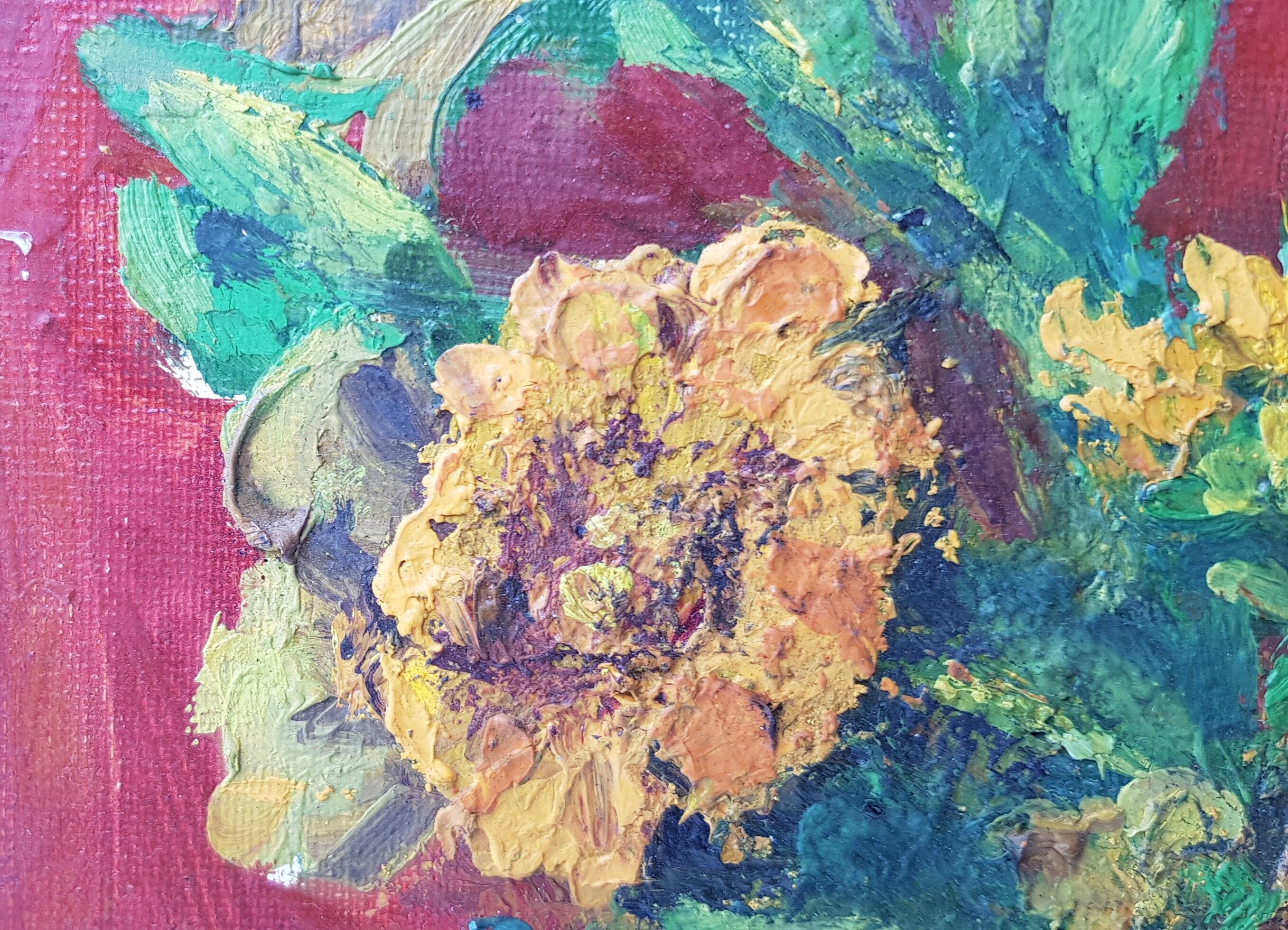 Oil on canvas "marigold flowers"