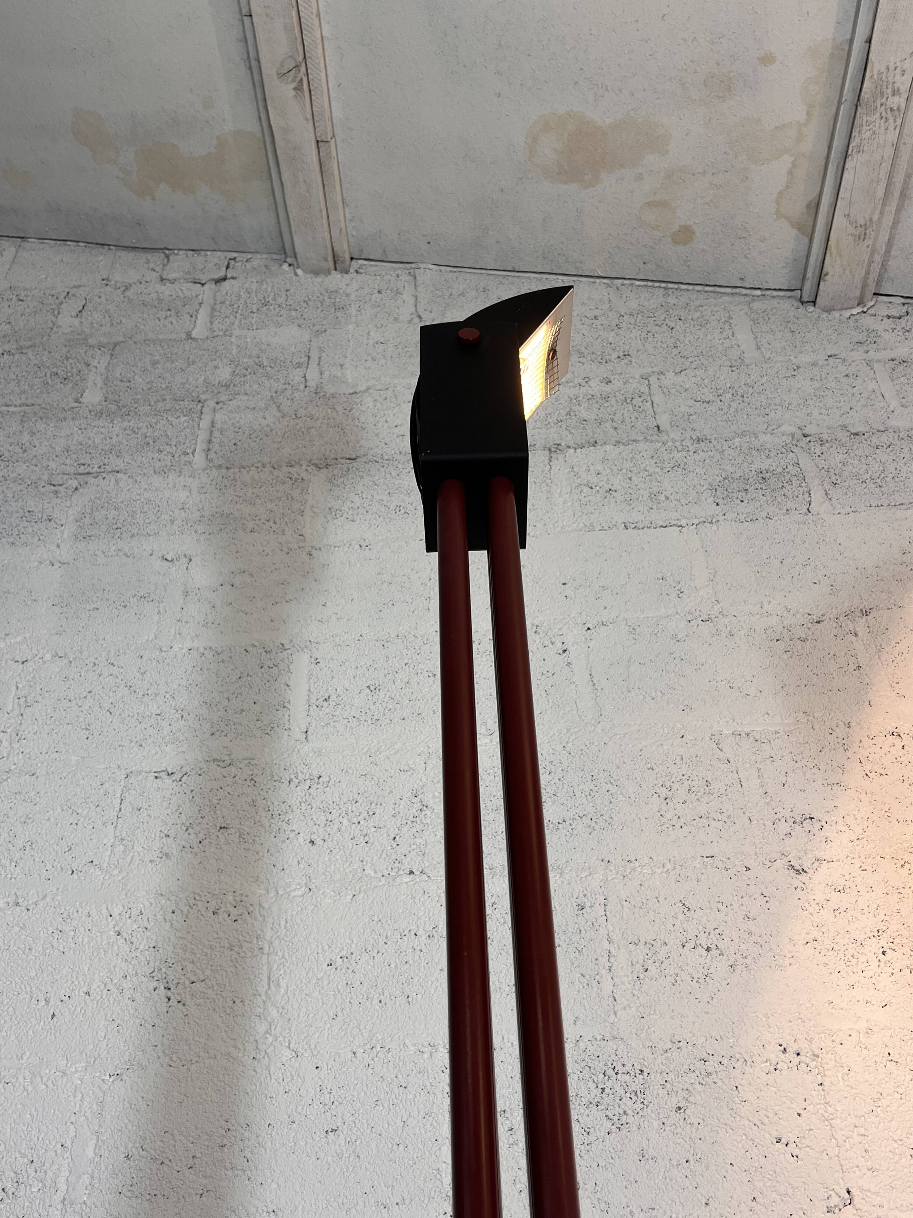 Halogen Red Black floor lamp, Italy, 1980s