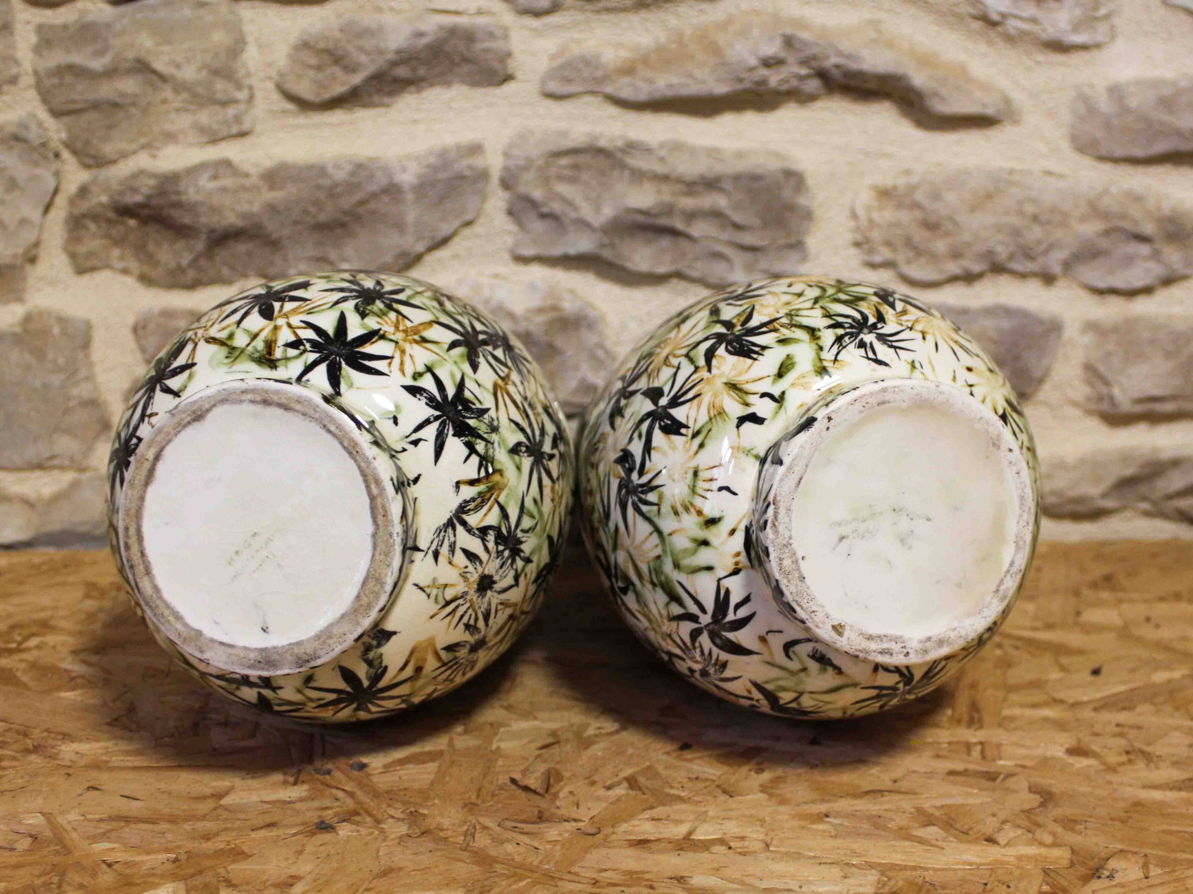 Pair of earthenware vases HBCM Montereau