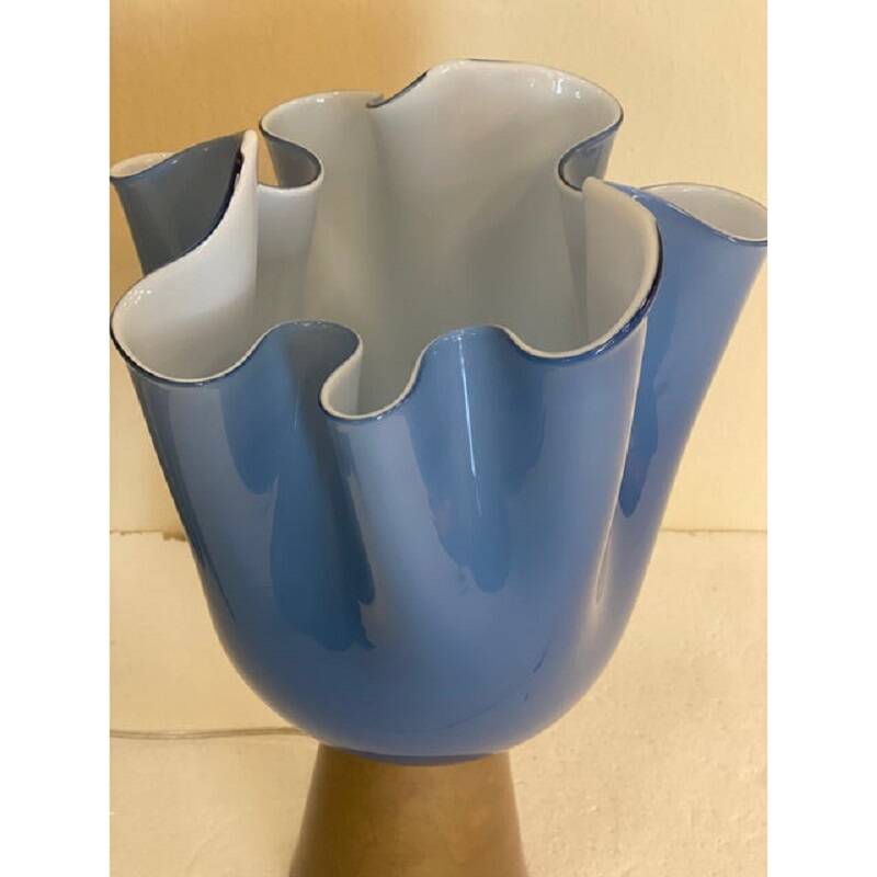 Contemporary Milky-Blue Murano Style Glass Table Lamp