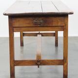 Table à manger ancienne du XVIIIe siècle en chêne avec 2 tiroirs