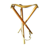 Wooden and leather folding stool