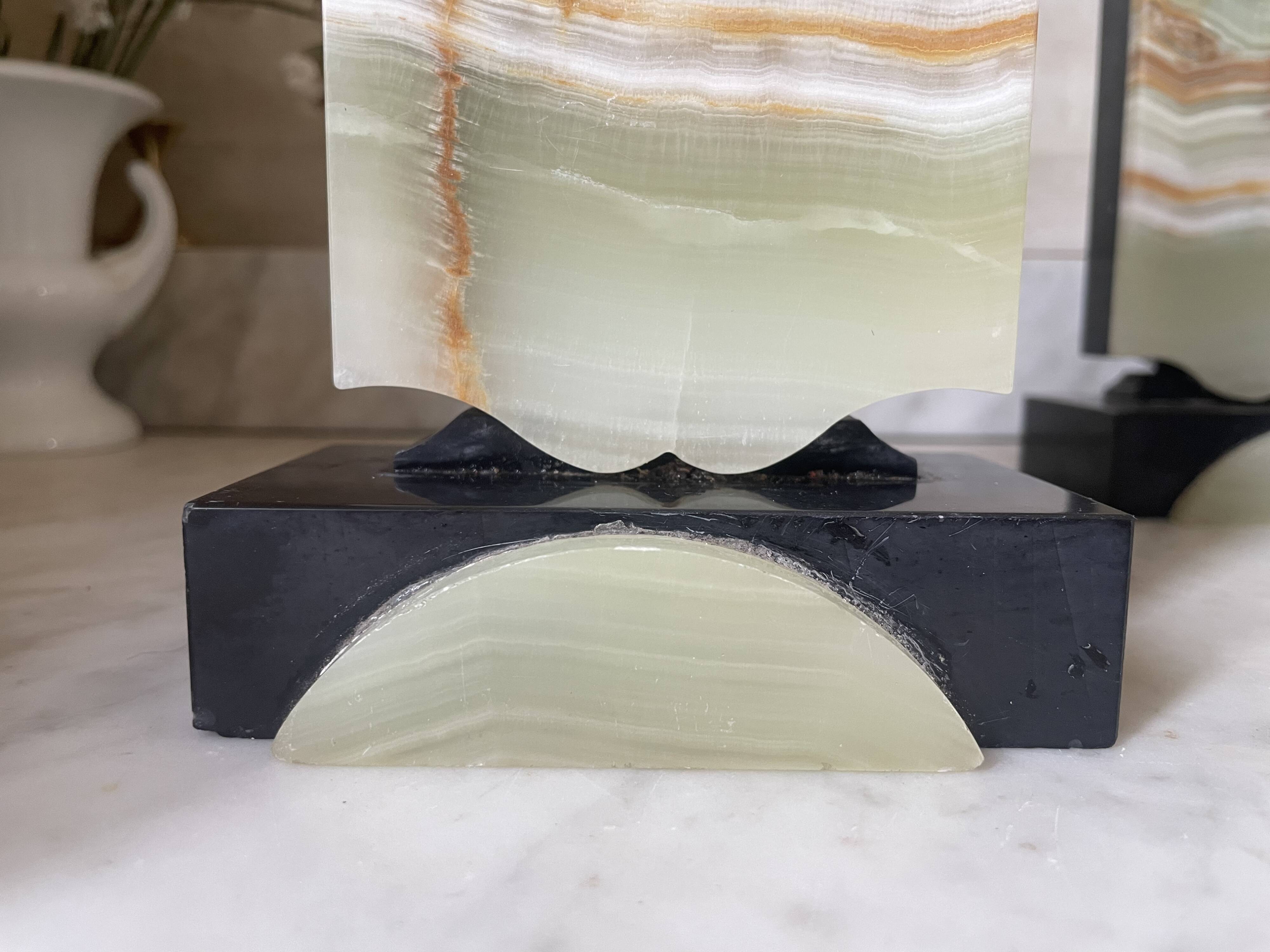 Art Deco onyx and marble bookends