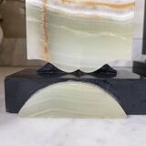 Art Deco onyx and marble bookends