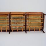 1960s, Scandinavian design by Arne Norell, sofa, model "Kontiki", original condition, leather, beech.