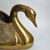 XXL brass swan pot cover