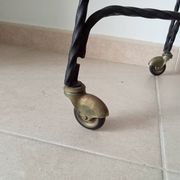 Vintage Formica and wrought iron rolling dessert trolley/side table.
