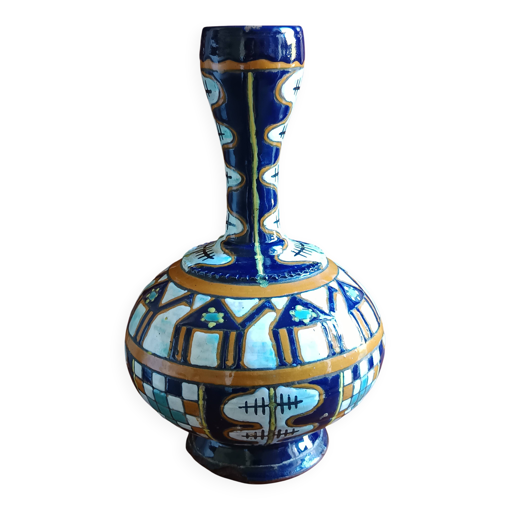 Antique vase 1920/1930 Nabeul Tunisia Tissier or El Kharraz workshop